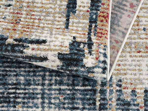 HomeRoots 4' Transform Your Space with a Blue and Ivory Abstract Area Rug for Modern Elegance and Durability 5' X 7' 390373