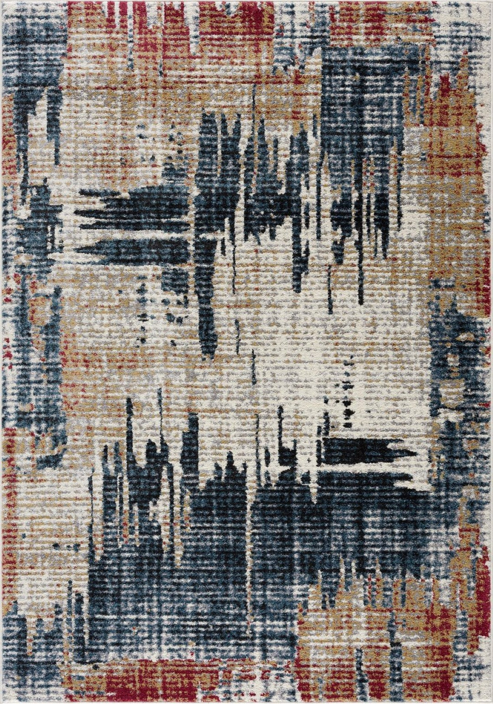 HomeRoots 4' Transform Your Space with a Blue and Ivory Abstract Area Rug for Modern Elegance and Durability 7' X 9' 390374