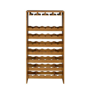 English Elm Wooden Oak Seven Tier Wine Rack with Stemware Storage for Dining Room Entertaining B016P317472