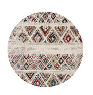 HomeRoots 4' Cream Southwestern Area Rug – Stylish, Durable Design for Living Rooms, Hallways & Dining Areas 5' Round Round 390380