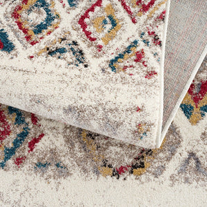 HomeRoots 4' Cream Southwestern Area Rug – Stylish, Durable Design for Living Rooms, Hallways & Dining Areas 7' X 9' Rectangle 390382