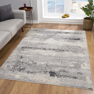 HomeRoots 4' Modern Abstract Area Rug - Contemporary Gray Design for Cozy Living Spaces & High-Traffic Areas 4' x 6' 390397