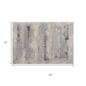 HomeRoots 4' Modern Abstract Area Rug - Contemporary Gray Design for Cozy Living Spaces & High-Traffic Areas 4' x 6' 390397