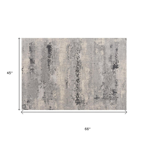 HomeRoots 4' Modern Abstract Area Rug - Contemporary Gray Design for Cozy Living Spaces & High-Traffic Areas 4' x 6' 390397