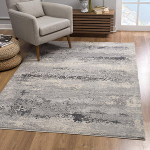 HomeRoots 4' Modern Abstract Area Rug - Contemporary Gray Design for Cozy Living Spaces & High-Traffic Areas 4' x 6' 390397