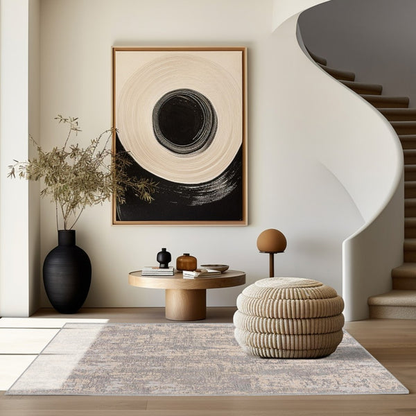 HomeRoots 4' Metro Modern Abstract Area Rug - Stylish Gray Design for Contemporary Living Spaces and Durability 5' x 8' 390414
