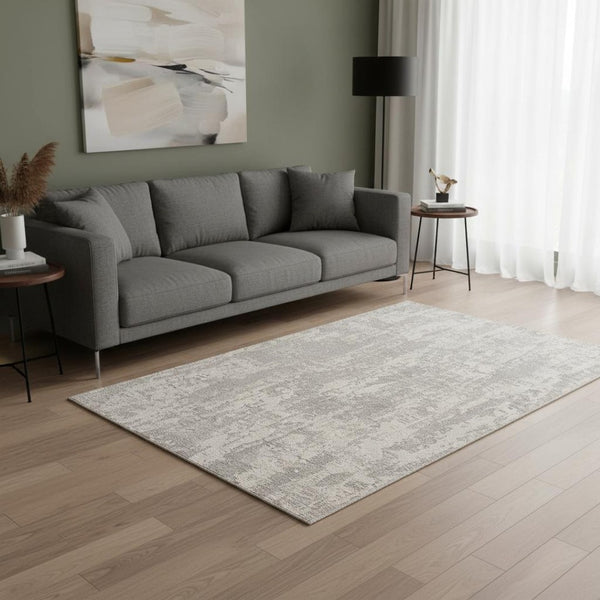 HomeRoots 4' Metro Modern Abstract Area Rug - Stylish Gray Design for Contemporary Living Spaces and Durability 5' x 8' 390414