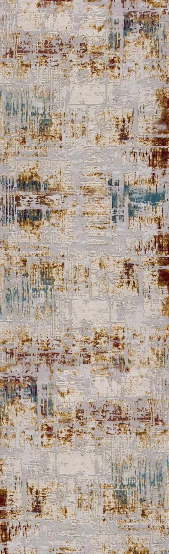 HomeRoots 13' Luxurious Beige and Gold Abstract Shag Runner Rug - Soft, Durable, Perfect for Hallways and Entryways 2'x 15' 390451