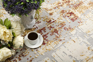HomeRoots 13' Luxurious Beige and Gold Abstract Shag Runner Rug - Soft, Durable, Perfect for Hallways and Entryways 2'x 15' 390451