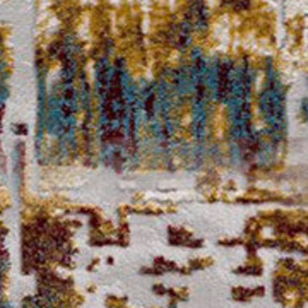 HomeRoots 13' Luxurious Beige and Gold Abstract Shag Runner Rug - Soft, Durable, Perfect for Hallways and Entryways 2'x 15' 390451