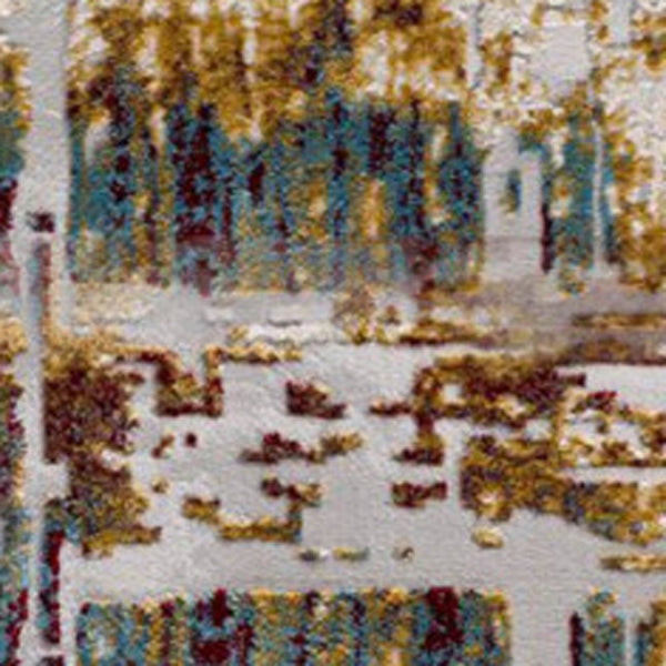 HomeRoots 13' Luxurious Beige and Gold Abstract Shag Runner Rug - Soft, Durable, Perfect for Hallways and Entryways 2'x 15' 390451