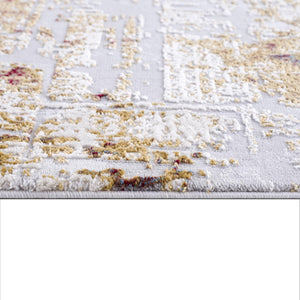 HomeRoots 13' Luxurious Beige and Gold Abstract Shag Runner Rug - Soft, Durable, Perfect for Hallways and Entryways 2' x 20' 390452