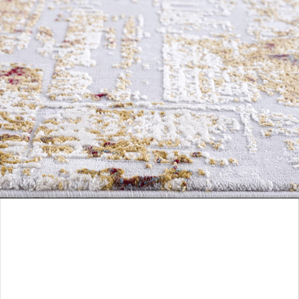 HomeRoots 13' Luxurious Beige and Gold Abstract Shag Runner Rug - Soft, Durable, Perfect for Hallways and Entryways 2' x 20' 390452