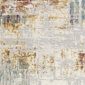 HomeRoots 13' Luxurious Beige and Gold Abstract Shag Runner Rug - Soft, Durable, Perfect for Hallways and Entryways 8' x 11' 390461