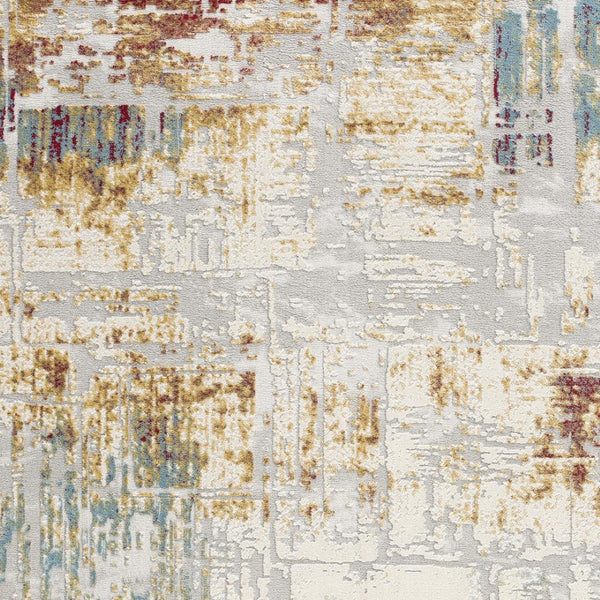 HomeRoots 13' Luxurious Beige and Gold Abstract Shag Runner Rug - Soft, Durable, Perfect for Hallways and Entryways 8' x 11' 390461