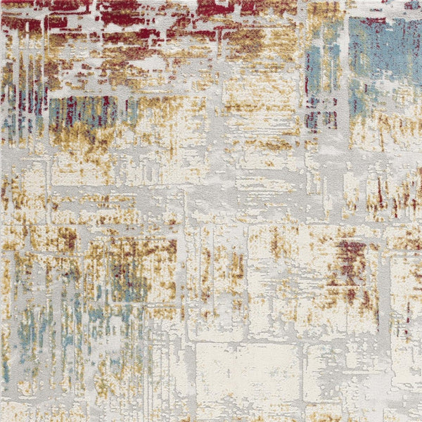 HomeRoots 13' Luxurious Beige and Gold Abstract Shag Runner Rug - Soft, Durable, Perfect for Hallways and Entryways 8' x 11' 390461