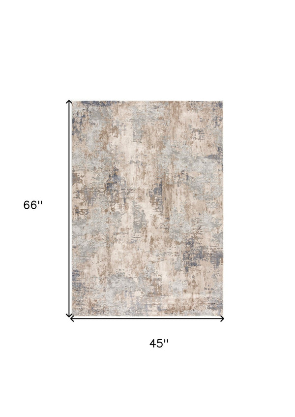 HomeRoots 4' Elevate Your Home Decor with a Beige and Ivory Abstract Area Rug for Timeless Sophistication 4' X 6' 390464