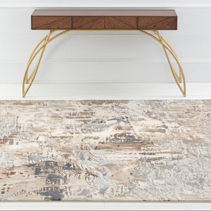 HomeRoots 4' Elevate Your Home Decor with a Beige and Ivory Abstract Area Rug for Timeless Sophistication 4' X 6' 390464