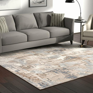 HomeRoots 4' Elevate Your Home Decor with a Beige and Ivory Abstract Area Rug for Timeless Sophistication 5' X 8' 390465