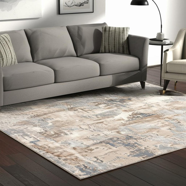 HomeRoots 4' Elevate Your Home Decor with a Beige and Ivory Abstract Area Rug for Timeless Sophistication 5' X 8' 390465