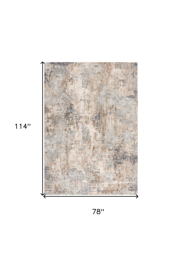 HomeRoots 4' Elevate Your Home Decor with a Beige and Ivory Abstract Area Rug for Timeless Sophistication 7' X 10' 390466