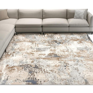 HomeRoots 4' Elevate Your Home Decor with a Beige and Ivory Abstract Area Rug for Timeless Sophistication 8' X 10' 390467