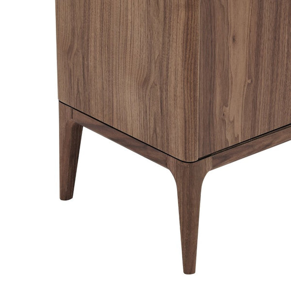 EuroStyle Haldis Walnut Veneer Sideboard with Marble Veined Ceramic Top for Modern Dining 39047-WHT