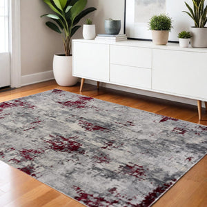 HomeRoots 4' Red Abstract Dhurrie Area Rug - Contemporary Machine-Woven Design for Modern Living Spaces 4' X 6' 390470