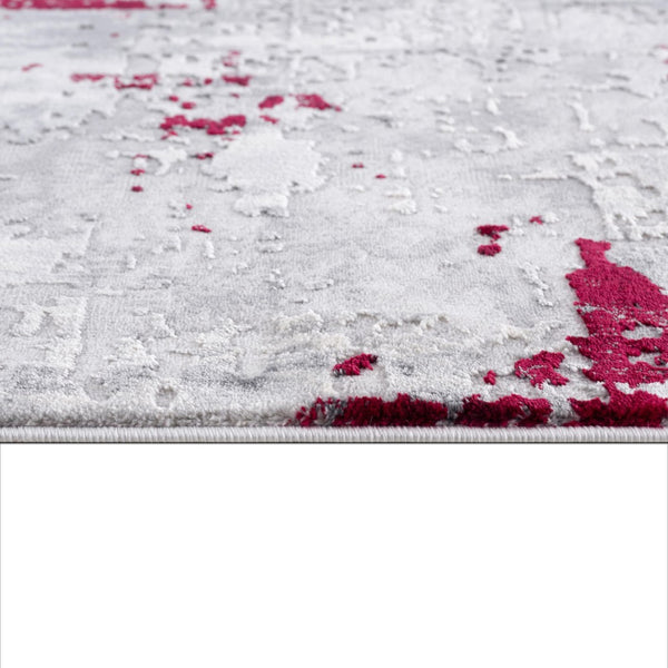 HomeRoots 4' Red Abstract Dhurrie Area Rug - Contemporary Machine-Woven Design for Modern Living Spaces 6' X 9' 390472