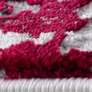 HomeRoots 4' Red Abstract Dhurrie Area Rug - Contemporary Machine-Woven Design for Modern Living Spaces 6' X 9' 390472