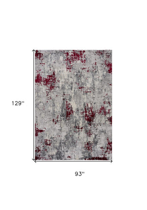 HomeRoots 4' Red Abstract Dhurrie Area Rug - Contemporary Machine-Woven Design for Modern Living Spaces 8' X 10' 390473