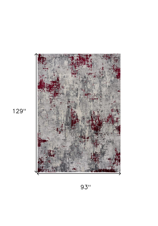 HomeRoots 4' Red Abstract Dhurrie Area Rug - Contemporary Machine-Woven Design for Modern Living Spaces 8' X 10' 390473