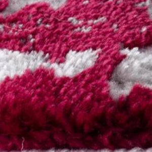 HomeRoots 4' Red Abstract Dhurrie Area Rug - Contemporary Machine-Woven Design for Modern Living Spaces 8' X 10' 390473