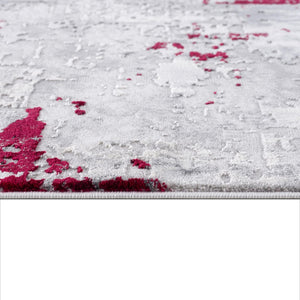 HomeRoots 4' Red Abstract Dhurrie Area Rug - Contemporary Machine-Woven Design for Modern Living Spaces 9' X 13' 390474