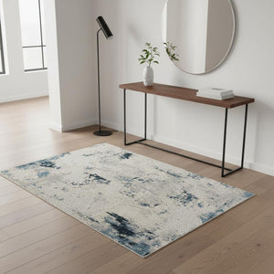 HomeRoots 4' Blue Abstract Dhurrie Area Rug - Modern Machine-Woven Design for Living Rooms & Bedrooms 4' x 6' 390477
