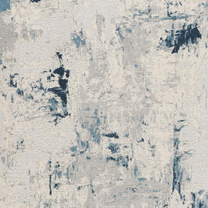 Homeroots 7' X 10' Blue And Ivory Abstract Strokes Area Rug  Polypropylene 390479