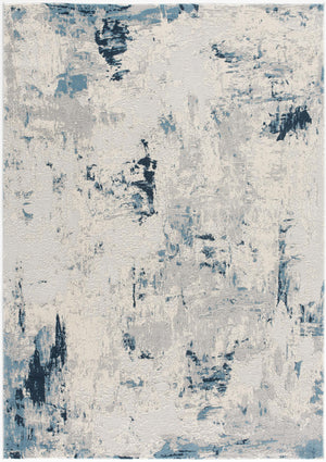 Homeroots 7' X 10' Blue And Ivory Abstract Strokes Area Rug  Polypropylene 390479