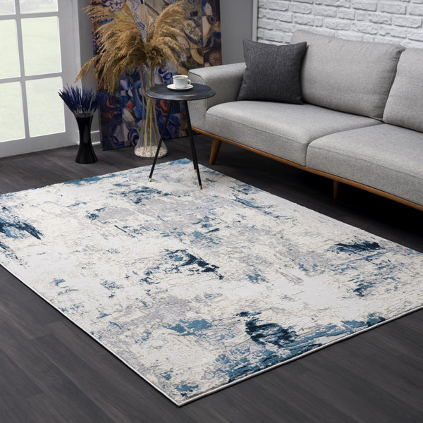 Homeroots 8' X 10' Blue Abstract Dhurrie Area Rug  Polypropylene 390480