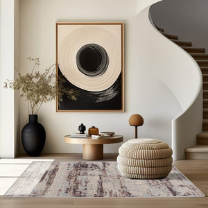 HomeRoots 5' Violet Abstract Dhurrie Area Rug - Contemporary Turkish Design for Cozy Living Spaces and Durability 5' X 7' 390493