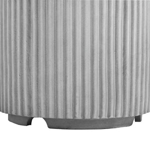English Elm U_style Outdoor Mgo Propane Tank Cover Round Patio Side Table Fluted Stone Finish Gray N711P410569E
