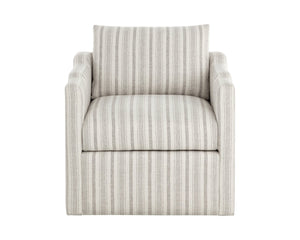 Sunpan ROOSEVELT Swivel Lounge Chair - Coastal Style with Gifford Script Upholstery for Modern Comfort 112479
