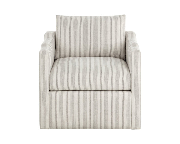 Sunpan ROOSEVELT Swivel Lounge Chair - Coastal Style with Gifford Script Upholstery for Modern Comfort 112479
