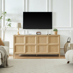 English Elm 67'' Scandinavian Oak Sideboard with Touch Latch Doors Soft Close Hinges Living Room Storage Oak W1820P420817