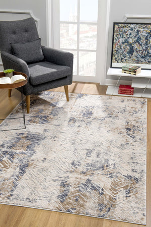 HomeRoots 4' Beige Abstract Area Rug - Stylish Plush Pile, Durable Design for Modern Living Spaces & Comfort 4' X 6' 390503