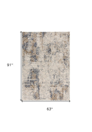 HomeRoots 4' Beige Abstract Area Rug - Stylish Plush Pile, Durable Design for Modern Living Spaces & Comfort 5' X 8' 390504