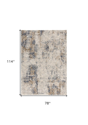 HomeRoots 4' Beige Abstract Area Rug - Stylish Plush Pile, Durable Design for Modern Living Spaces & Comfort 6' X 9' 390505
