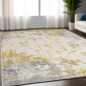 Homeroots 5' X 7' Gold Abstract Dhurrie Area Rug  Polypropylene 390509