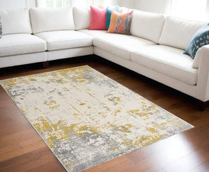 Homeroots 6' X 9' Gold Abstract Dhurrie Area Rug  Polypropylene 390510