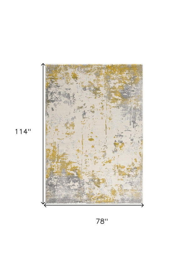 HomeRoots 4' Gold Abstract Dhurrie Area Rug - Soft, Stylish, and Durable for Modern Living Spaces and Entryways 6' X 9' Rectangle 390510