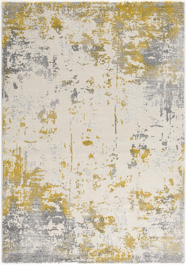Homeroots 6' X 9' Gold Abstract Dhurrie Area Rug  Polypropylene 390510